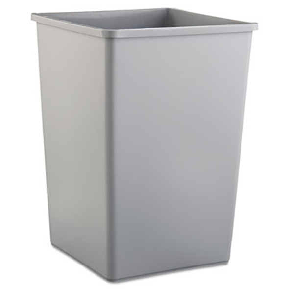 Untouchable Square Waste Receptacle, 35 Gal, Plastic, Gray