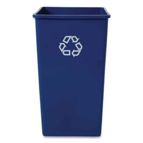 Square Recycling Container, 50 Gal, Plastic, Blue
