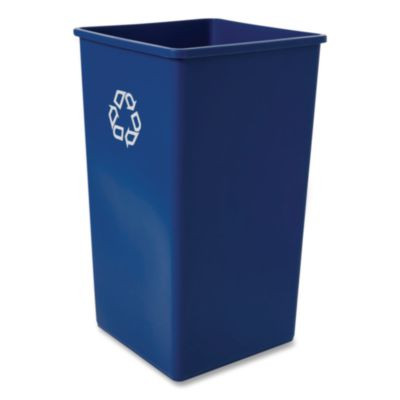 Square Recycling Container, 50 Gal, Plastic, Blue