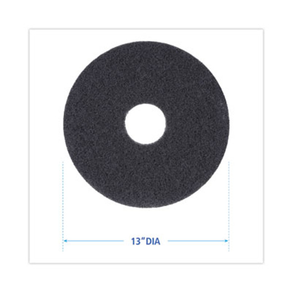 Stripping Floor Pads, 13" Diameter, Black, 5/Carton