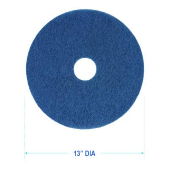 Scrubbing Floor Pads, 13" Diameter, Blue, 5/Carton