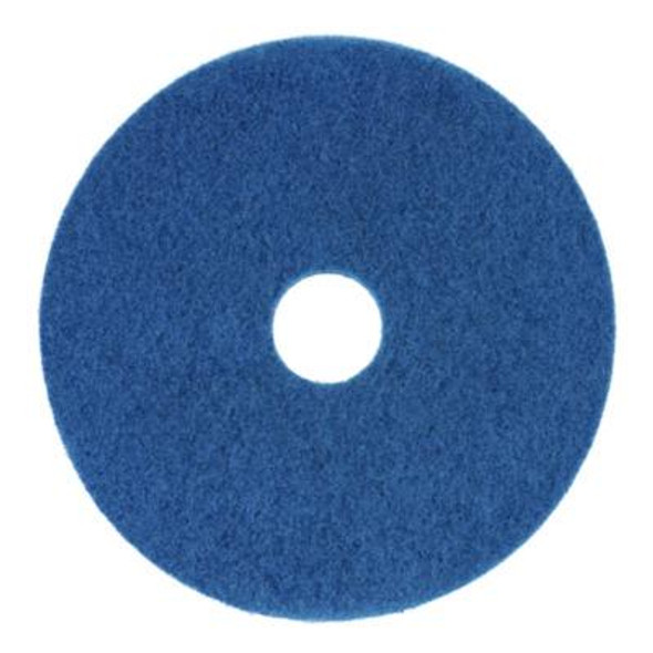 Scrubbing Floor Pads, 13" Diameter, Blue, 5/Carton