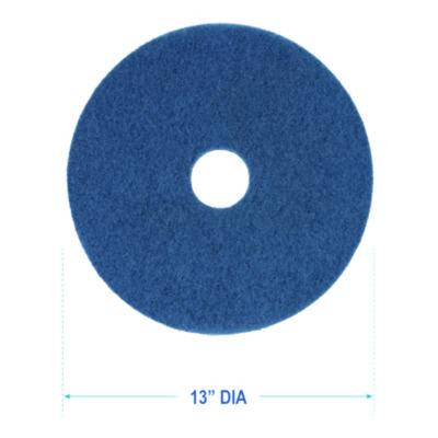 Scrubbing Floor Pads, 13" Diameter, Blue, 5/Carton