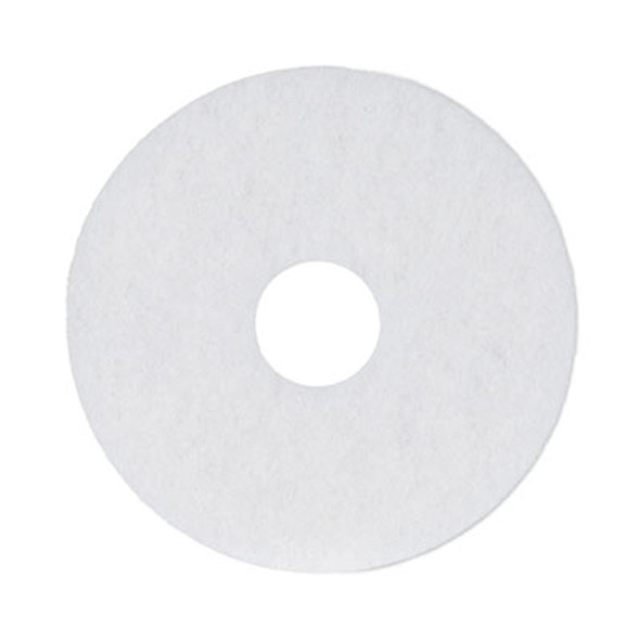 Polishing Floor Pads, 13" Diameter, White, 5/Carton
