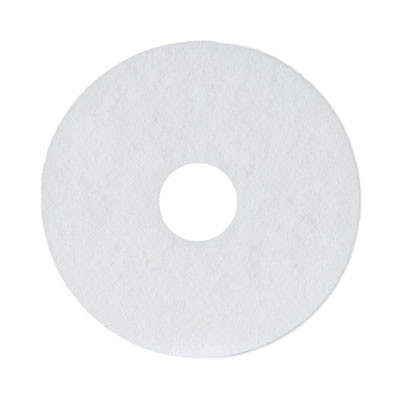 Polishing Floor Pads, 13" Diameter, White, 5/Carton