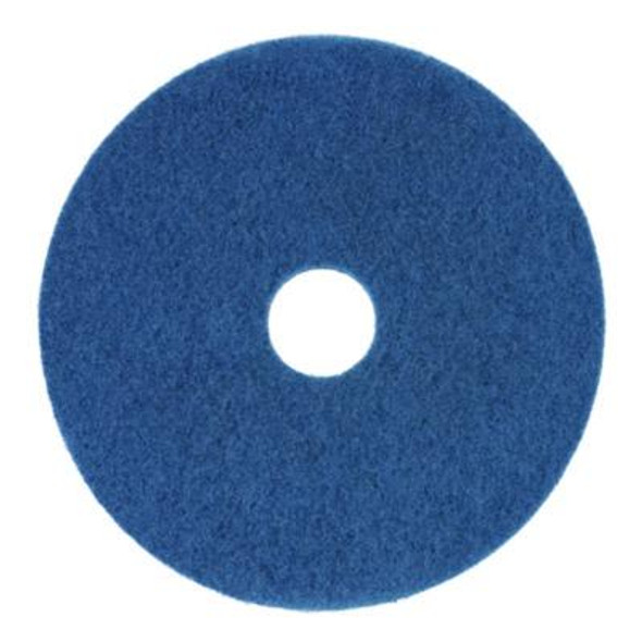 Scrubbing Floor Pads, 14" Diameter, Blue, 5/Carton
