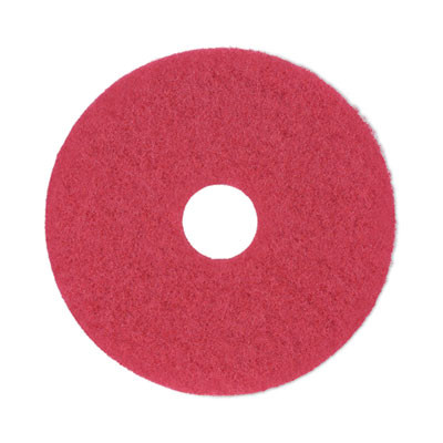 Buffing Floor Pads, 14" Diameter, Red, 5/Carton