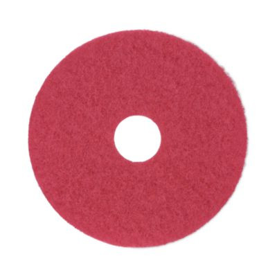 Buffing Floor Pads, 14" Diameter, Red, 5/Carton