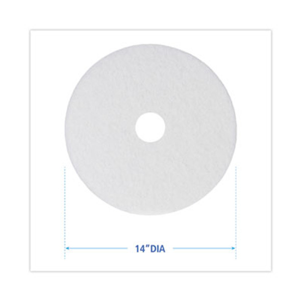 Polishing Floor Pads, 14" Diameter, White, 5/Carton