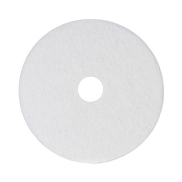 Polishing Floor Pads, 14" Diameter, White, 5/Carton