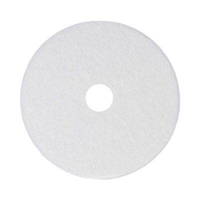 Polishing Floor Pads, 14" Diameter, White, 5/Carton