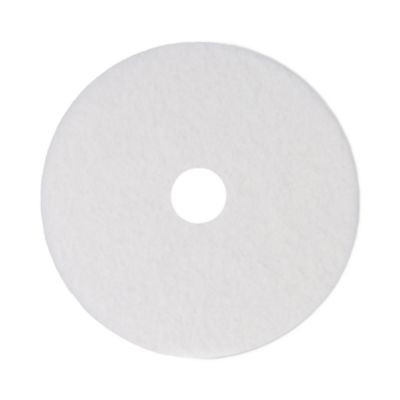 Polishing Floor Pads, 14" Diameter, White, 5/Carton