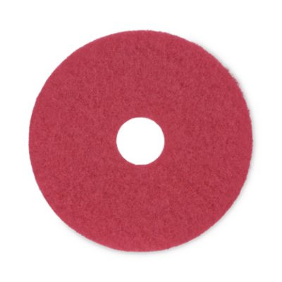 Buffing Floor Pads, 15" Diameter, Red, 5/Carton