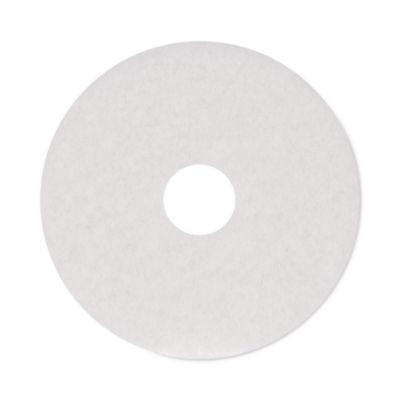 Polishing Floor Pads, 15" Diameter, White, 5/Carton