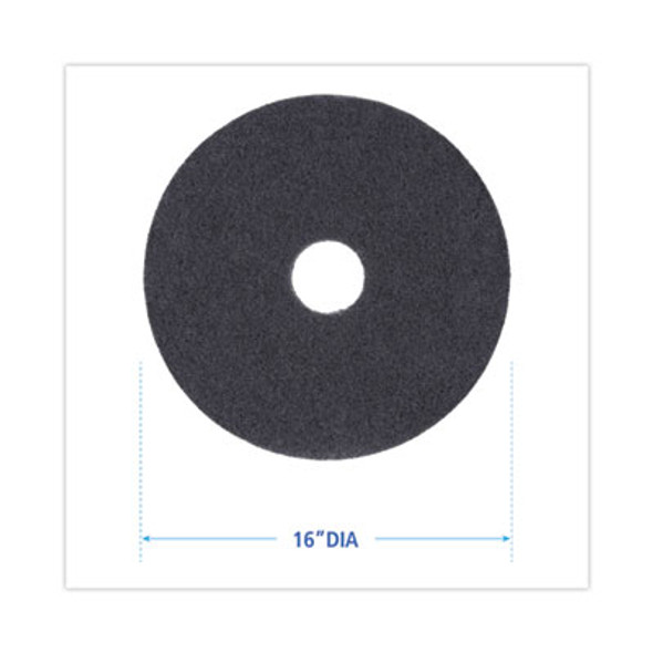 Stripping Floor Pads, 16" Diameter, Black, 5/Carton