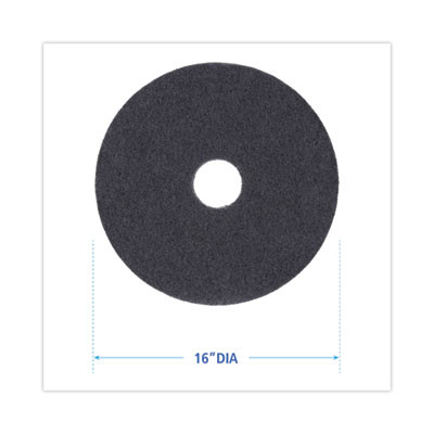 Stripping Floor Pads, 16" Diameter, Black, 5/Carton