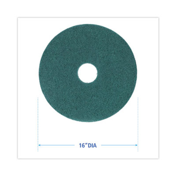 Heavy-Duty Scrubbing Floor Pads, 16" Diameter, Green, 5/Carton