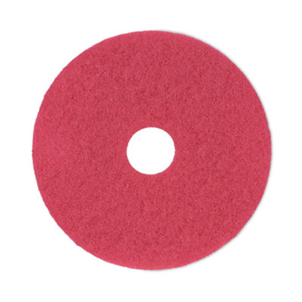 Buffing Floor Pads, 16" Diameter, Red, 5/Carton