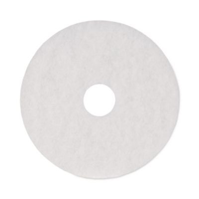 Polishing Floor Pads, 16" Diameter, White, 5/Carton