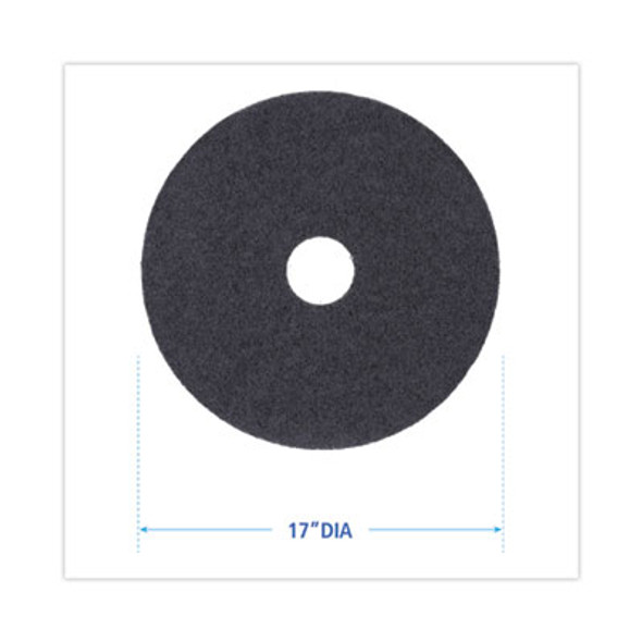 Stripping Floor Pads, 17" Diameter, Black, 5/Carton