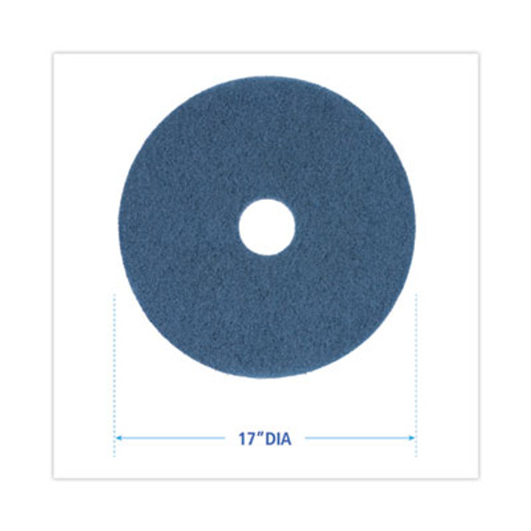 Scrubbing Floor Pads, 17" Diameter, Blue, 5/Carton