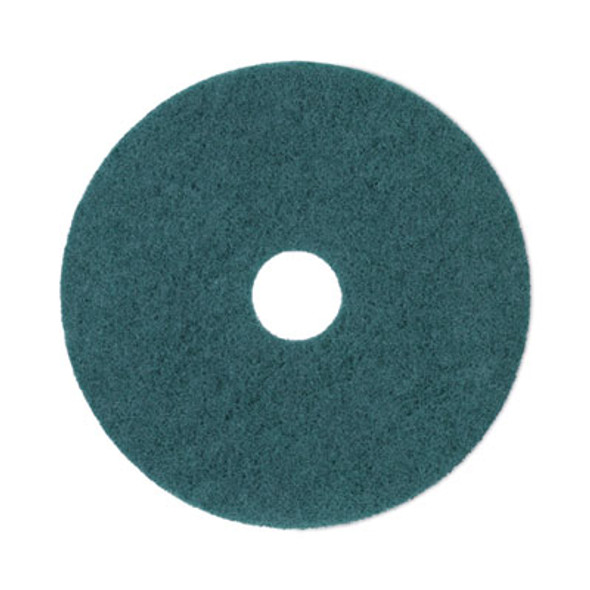 Heavy-Duty Scrubbing Floor Pads, 17" Diameter, Green, 5/Carton