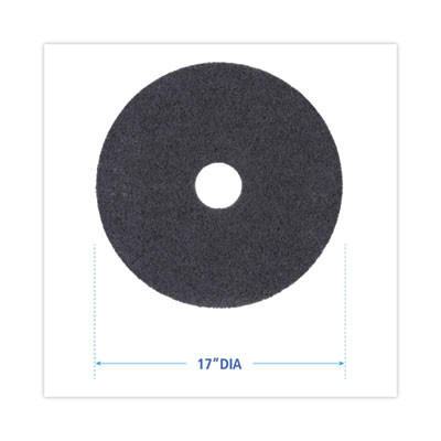 High Performance Stripping Floor Pads, 17" Diameter, Black, 5/Carton