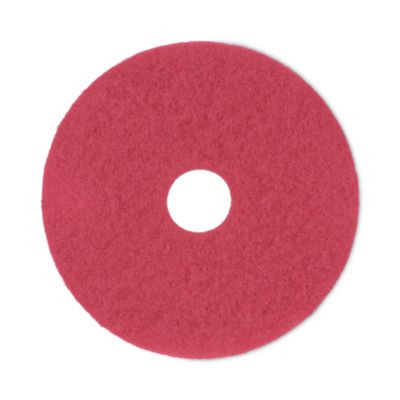 Buffing Floor Pads, 17" Diameter, Red, 5/Carton