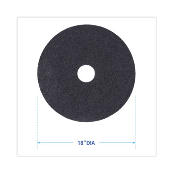 Stripping Floor Pads, 18" Diameter, Black, 5/Carton
