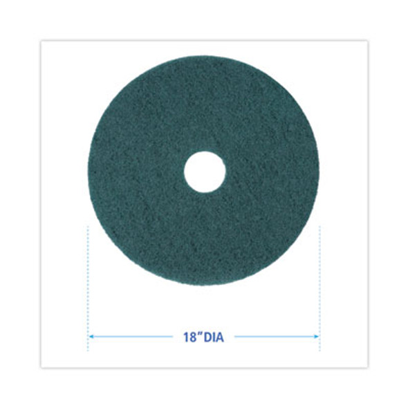 Heavy-Duty Scrubbing Floor Pads, 18" Diameter, Green, 5/Carton