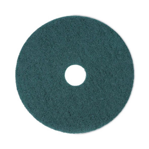 Heavy-Duty Scrubbing Floor Pads, 18" Diameter, Green, 5/Carton