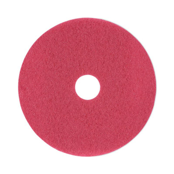 Buffing Floor Pads, 18" Diameter, Red, 5/Carton