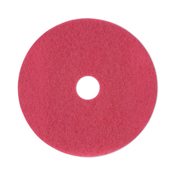 Buffing Floor Pads, 19" Diameter, Red, 5/Carton
