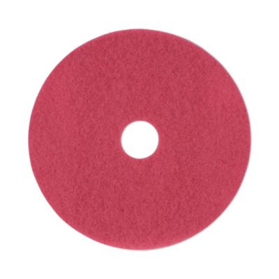Buffing Floor Pads, 19" Diameter, Red, 5/Carton