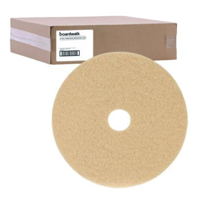 Burnishing Floor Pads, 19" Diameter, Tan, 5/Carton