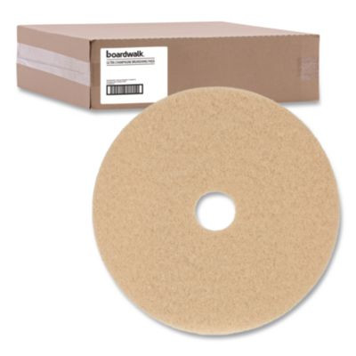 Burnishing Floor Pads, 19" Diameter, Tan, 5/Carton