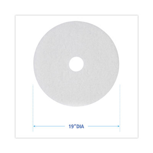 Polishing Floor Pads, 19" Diameter, White, 5/Carton