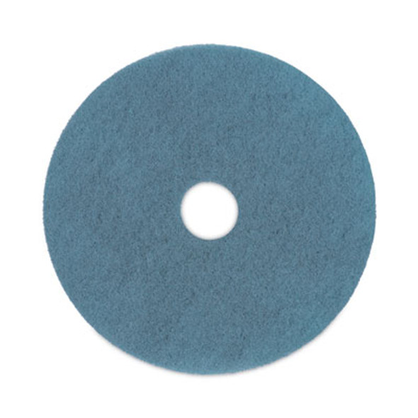 Burnishing Floor Pads, 20" Diameter, Aqua, 5/Carton