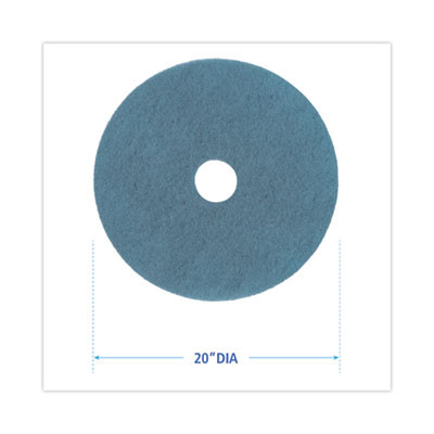 Burnishing Floor Pads, 20" Diameter, Aqua, 5/Carton