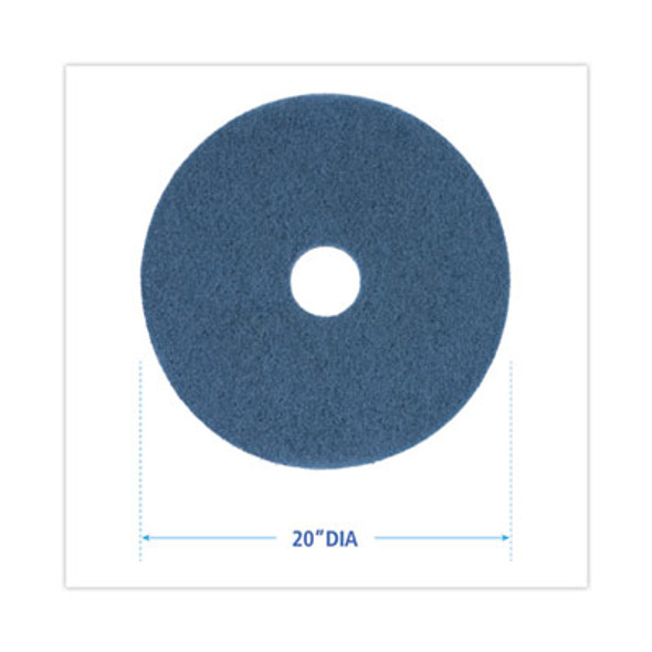 Scrubbing Floor Pads, 20" Diameter, Blue, 5/Carton