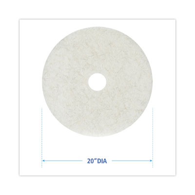Natural Burnishing Floor Pads, 20" Diameter, White, 5/Carton