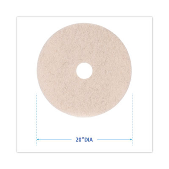 Natural Hog Hair Burnishing Floor Pads, 20" Diameter, Tan, 5/Carton