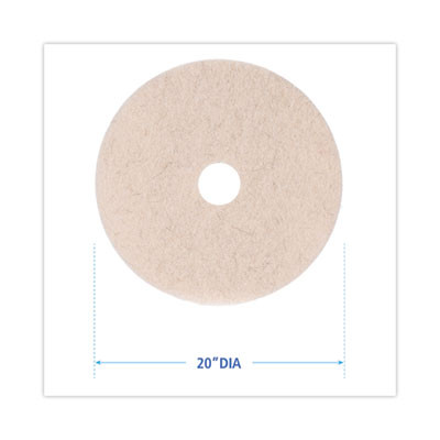 Natural Hog Hair Burnishing Floor Pads, 20" Diameter, Tan, 5/Carton