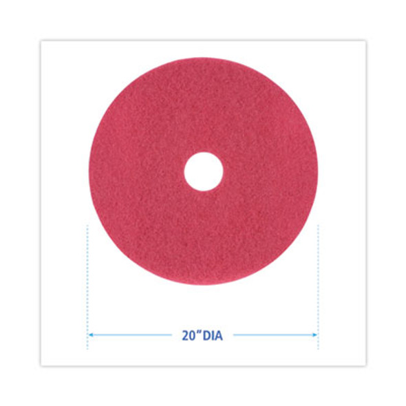 Buffing Floor Pads, 20" Diameter, Red, 5/Carton