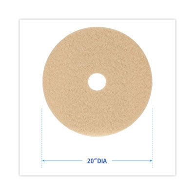 Burnishing Floor Pads, 20" Diameter, Tan, 5/Carton
