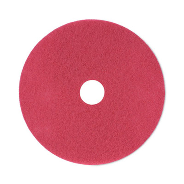 Buffing Floor Pads, 21" Diameter, Red, 5/Carton
