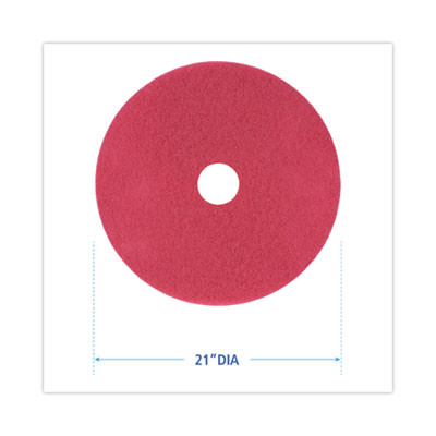 Buffing Floor Pads, 21" Diameter, Red, 5/Carton