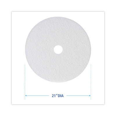 Polishing Floor Pads, 21" Diameter, White, 5/Carton