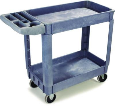Two-Shelf Utility Cart, Plastic, 2 Shelves, 500 Lb Capacity, 17.25" x 40" x 33.5", Gray