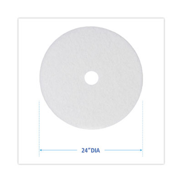 Polishing Floor Pads, 24" Diameter, White, 5/Carton